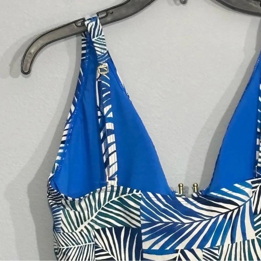 BLEU BY ROD BEATTIE Navy Shady Days Women’s Tankini Swim Top Bikini Swimsuit 14